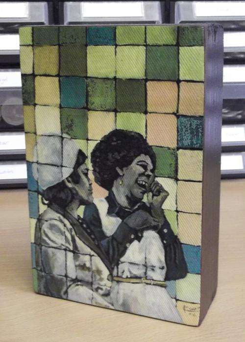 Mixed medium transfer on block wood - as per photos