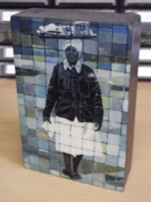 Mixed medium transfer on block wood - as per photos