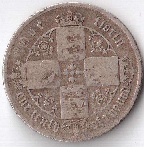British 2 Shillings (Florin) 1869 *Gothic head* - as per scans