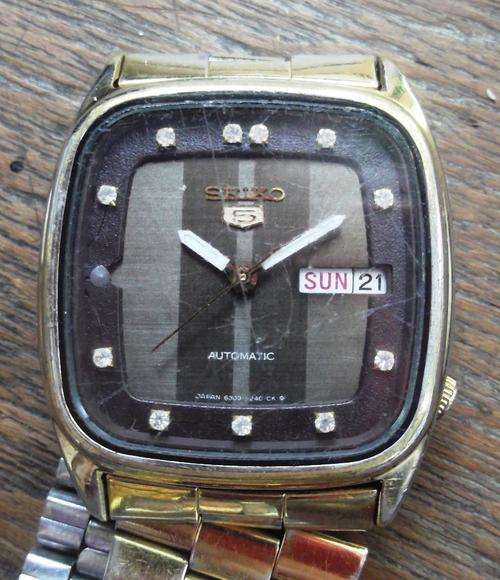 SEIKO - Vintage Seiko 5 automatic, day/date with diamonds - Working