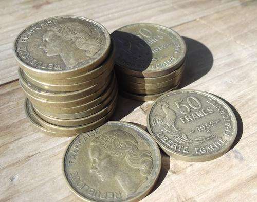France - 50 Francs 1950's, 17 coins - bid per coin