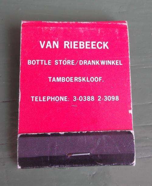 1960`s Van Riebeeck bottle store matchbook - unused - Booklite Match Co.