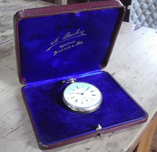 14ct gold Swiss pocketwatch in working order, serviced  - 19 Rubis, Geneve - in original box