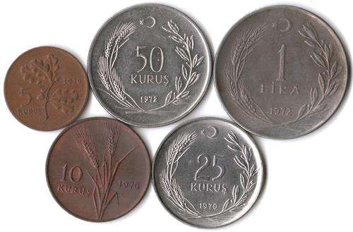 Turkey - Set of 5 coins from the early 1970's - as per scans