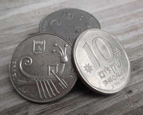 Israel - Lot of 7, 10 Sheqalim coins from the 1980's - bid per coin