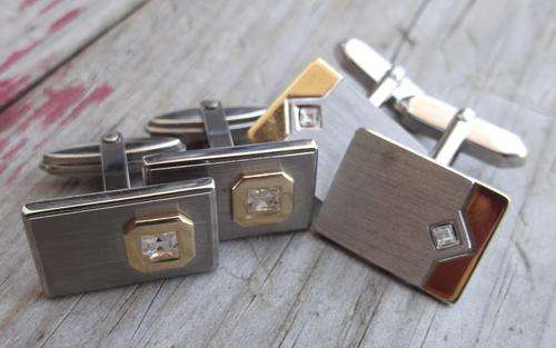 Two sets of cufflinks with similar design - one marked 9.25