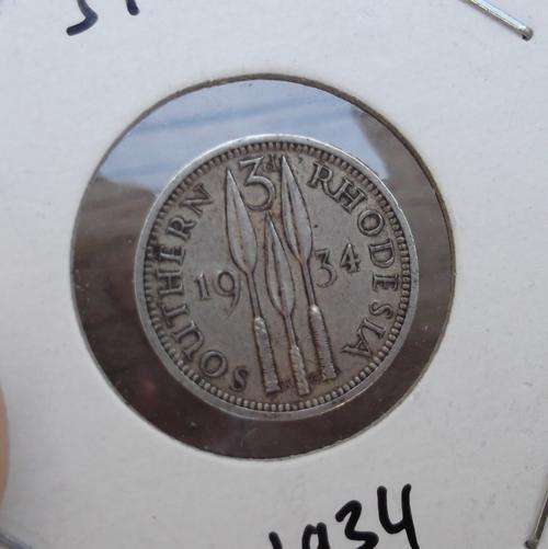 Southern Rhodesia 3 Pence 1934 EF condition