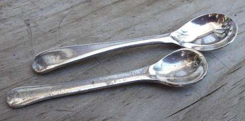 Pair of old EPNS salt spoons