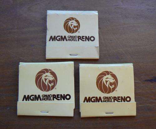Lot of 3 different unused MGM Grand Hotel Reno matchbooks