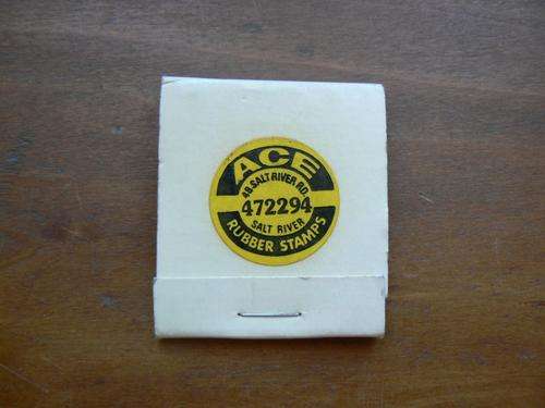 Vintage ACE Rubber Stamps Salt River unused matchbook