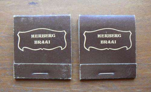 Two rare vintage Herberg Braai, Paarl matchbooks by Lion Match Co. - unused