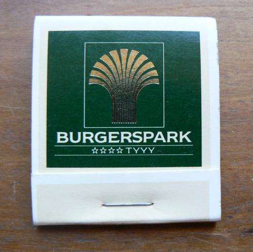 Vintage Burgerspark Hotel Pretoria unused matchbook - when they were still 4 stars