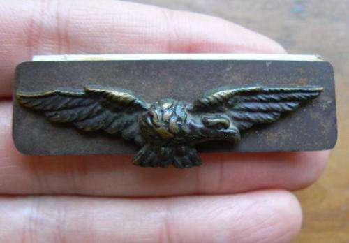 SA Air Force WWII metal eagle worn above chevron - made into badge