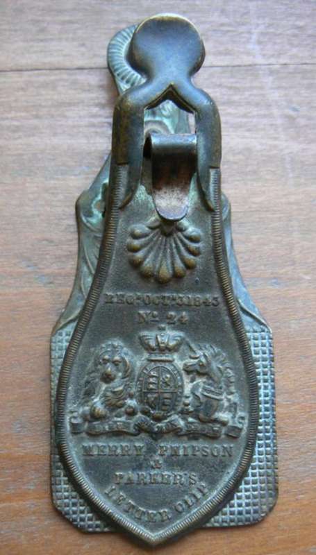 Antique Merry Phipson & Parker letter clip brass - #24 1843 reg. - working condition