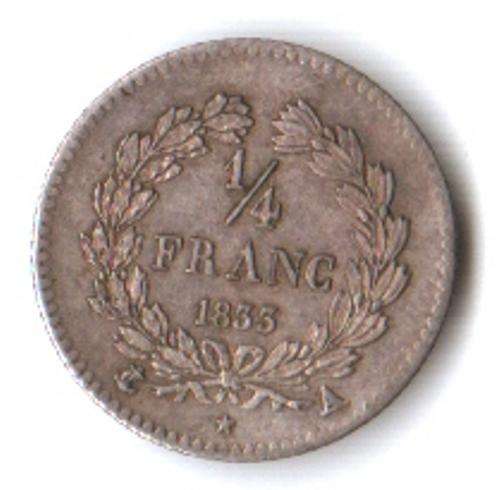 France 1/4 Franc 1833A silver great detail *only 155000 made!*