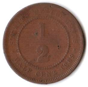 Straits Settlements Half Cent 1889