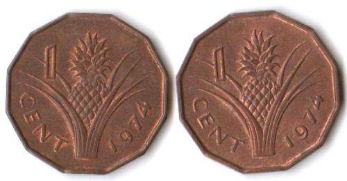 1974 Swaziland 1 cent (x2) UNC