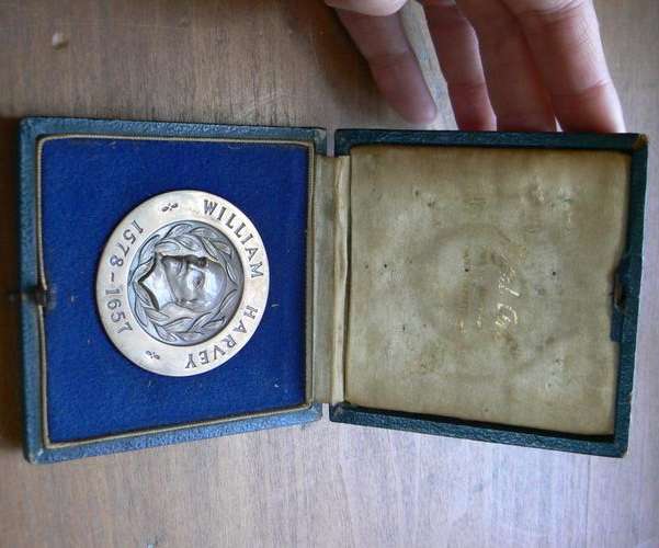 Large silver William Harvey SA Blood Transfusion Services medallion - awarded to JJ King 1965