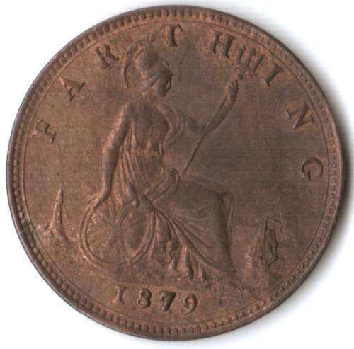 1879 Great Britain Farthing *toned, excellent*