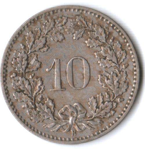 1897B Switzerland 10 Rappen *rare, only 500 000 minted*