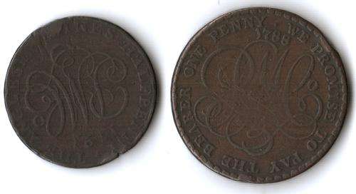 Parys Aglesey Mines Druid Halfpenny token 1791 & Penny token 1788