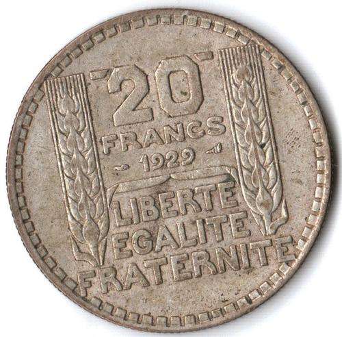 France large silver 20 Francs 1929
