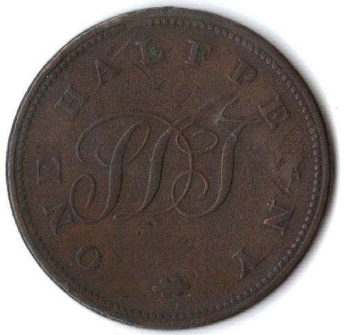 Rare St Helena half penny token Solomon, Dickson & Taylor circa 1821