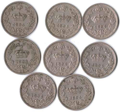 Great lot of 8 Italy 20 Centesimi 1894KB coins