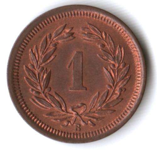 1891 Switzerland 1 Rappen aUNC