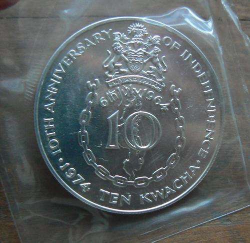 1974 Malawi 10 Kwacha sterling silver UNC - only 7 556 minted, still sealed