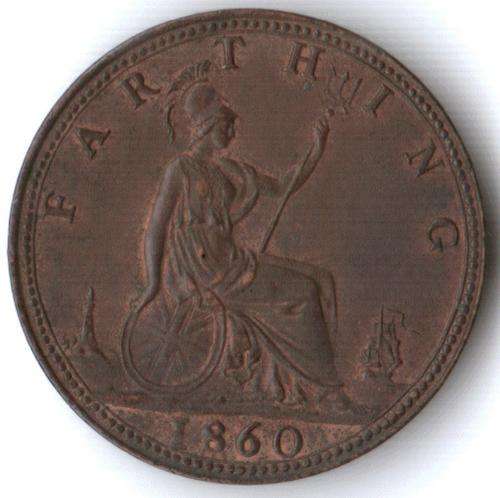 1860 Great Britain Farthing, looks unused