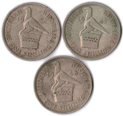 Southern Rhodesia 1 Shilling 1947, 1948 & 1951