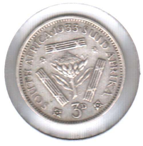 1933 SA Union silver 3 pence (tickey)