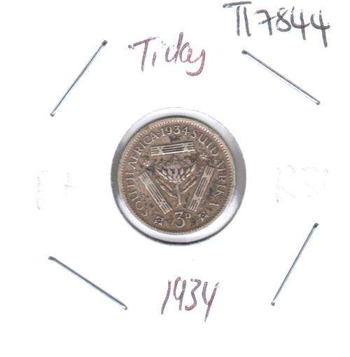 1934 SA Union silver 3 pence (tickey)