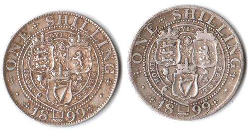 1899 Great Britain silver 1 Shilling, great detail + another