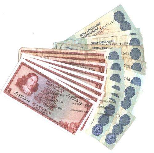 Lot of 25 old SA R1 and R2 notes (8 x R1) + (17 x R2)