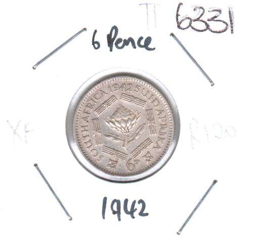 1942 SA Union silver 6D (sixpence)