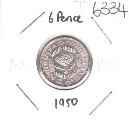 1950 SA Union silver 6D (sixpence)