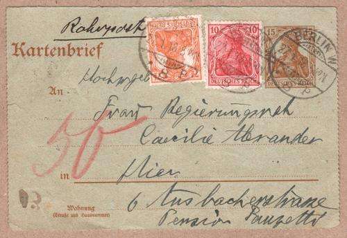 1918 Postal History Berlin Kartenbrief