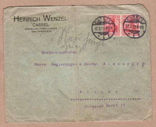 1913 Postal History Business envelope Cassel Germany