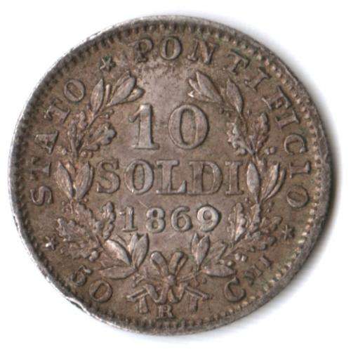 1869 Italy Naples & Sicily silver 10 Soldi