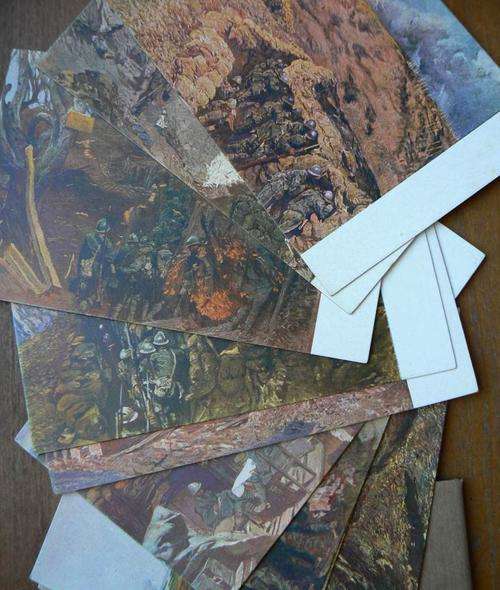 Rare booklet of 9 postcards of WWI scenes by Giulio Sartorio `Guerra vista Rappresentata` circa 1919