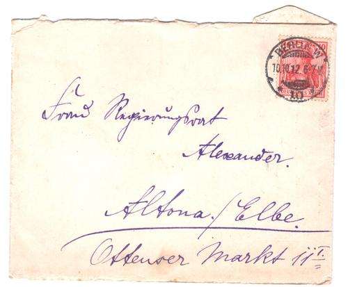 1912 Postal history envelope and original letter, Berlin