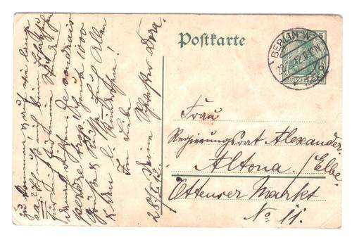 Postal history postcard with printed stamp Berlin 1912