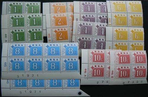 RSA 1972 Postage Due full set of 12 control blocks MNH - CV R3 000