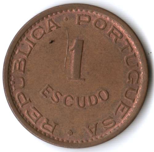 1968 Mozambique 1 Escudo aUNC toned