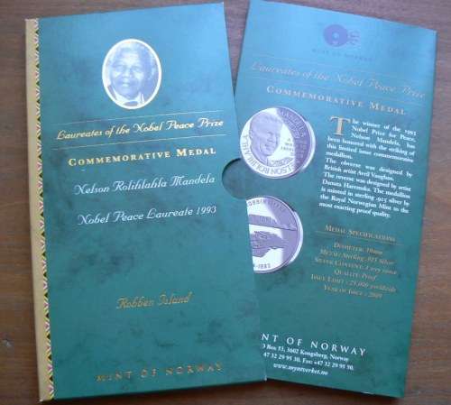 Mandela Nobel Commemorative 1oz silver proof medallion