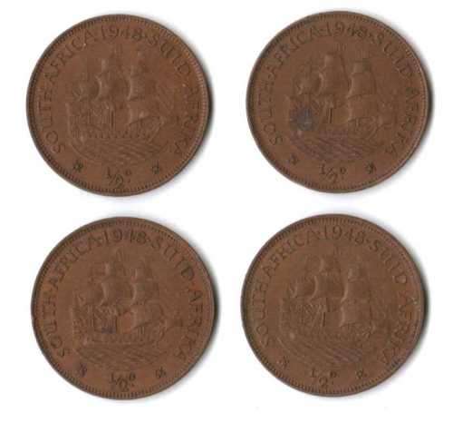 SA Union Half Penny 1948 (x4)