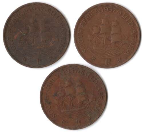 1937 SA Union Penny (x3)