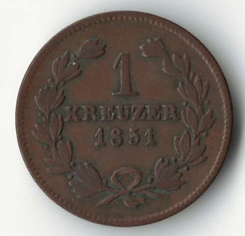 1851 Germany Baden Kreuzer